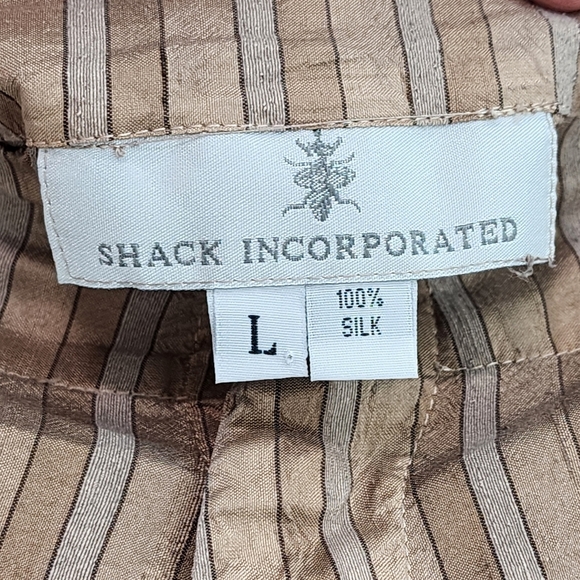 Shack Incorporated Women's 100% Silk Stripes Straight Leg Pants - L - Picture 3 of 6